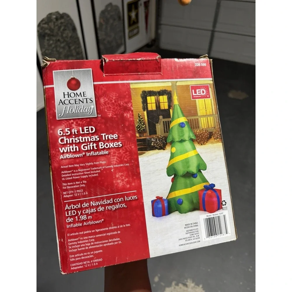 Inflatable Christmas Tree Lit w/Gifts Candy Canes LEDs 6.5ft Yard Decor